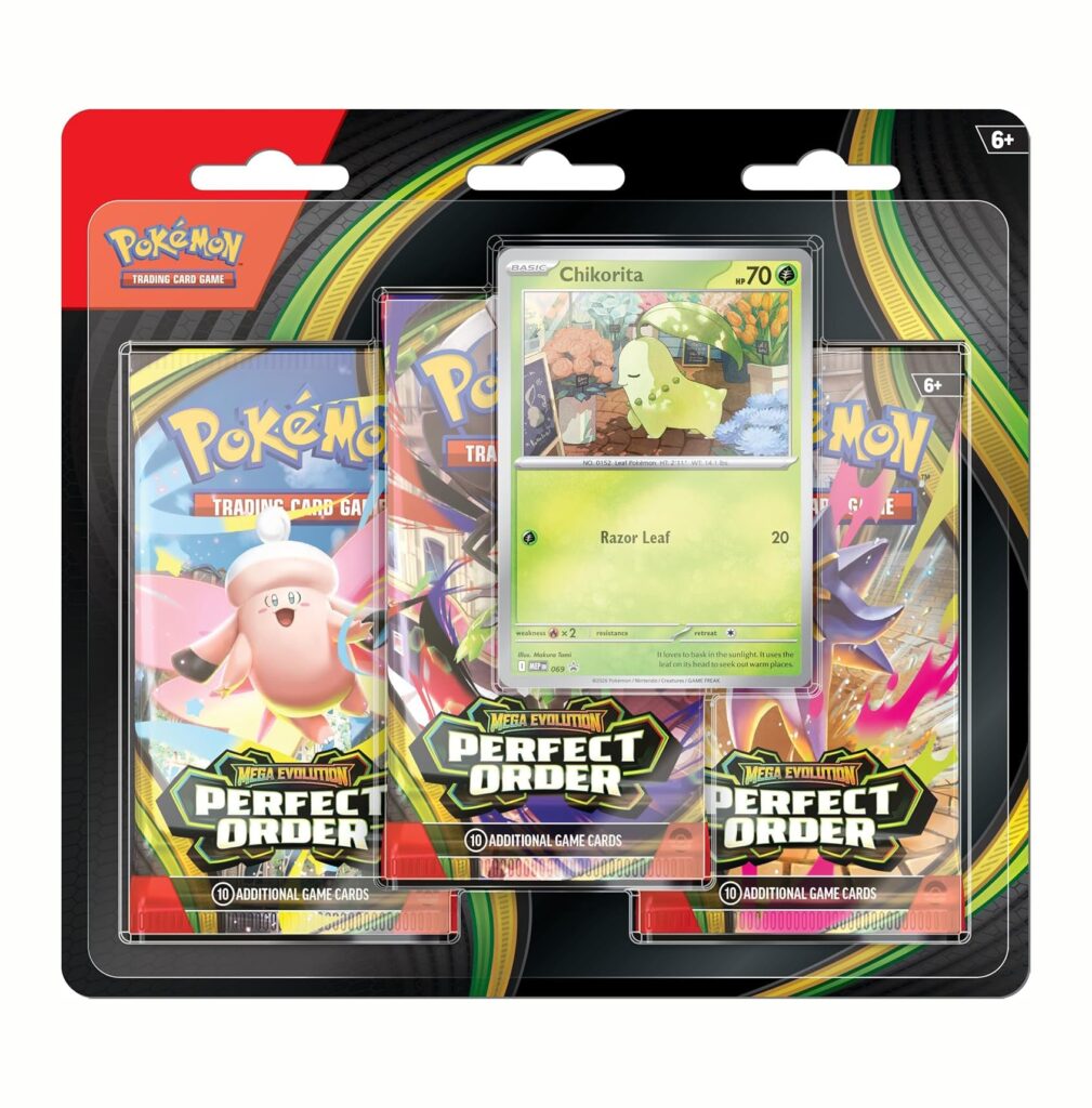 3 Blister Pack Chicorita Perfect Order Pokemon Ingles