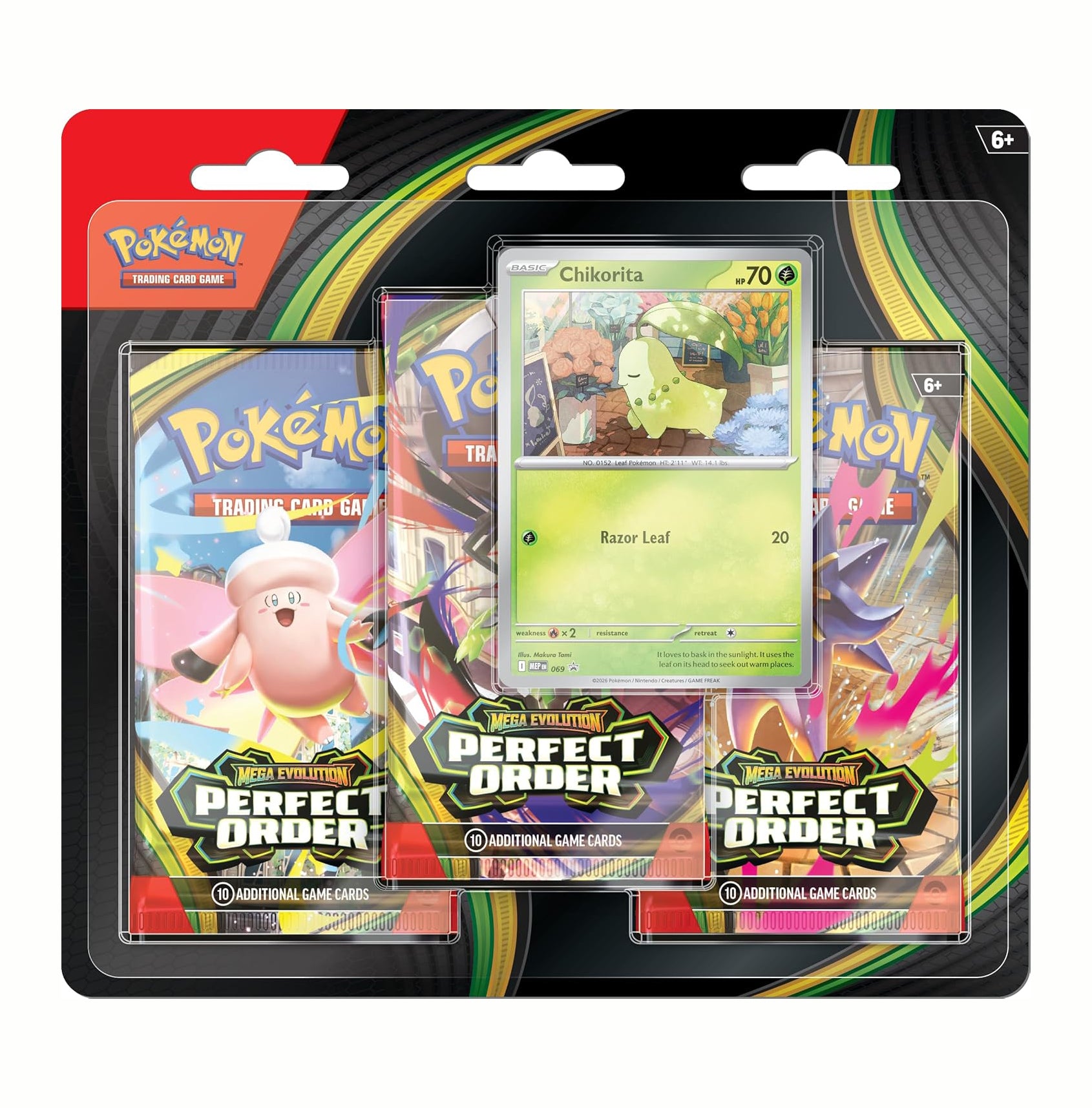3 Blister Pack Chicorita Perfect Order Pokemon Ingles