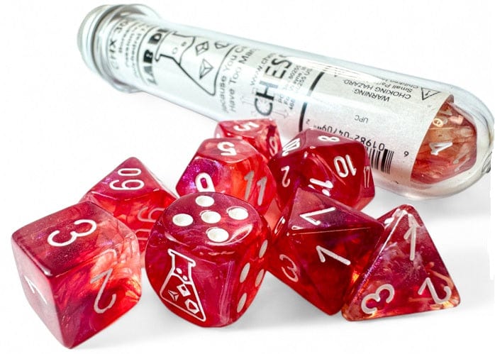 Borealis Passion White Polyhedral 7 Dice Set Chessex